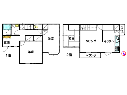 真鶴町真鶴・立地条件良好の永住向け中古住宅：間取り